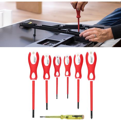 Kit de réparation d'outils électriques magnétiques portables avec tournevis isolés (7 pièces) et stylo électrique (1/5)