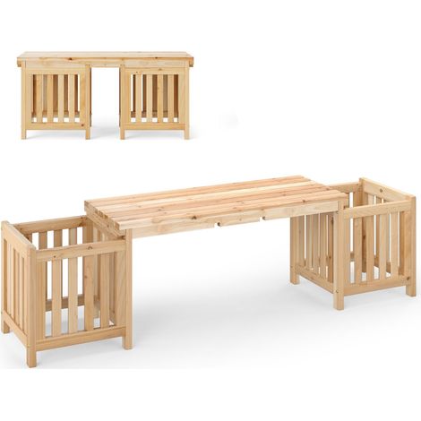 Panca da giardino 173 x 40 x 48 cm con fioriere laterali design versatile in legno di abete naturale 200010544