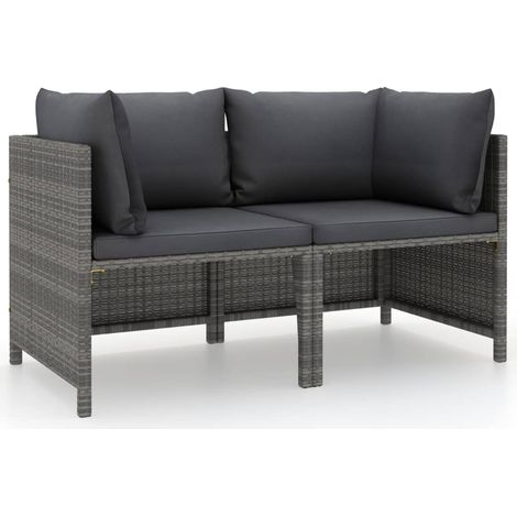 vidaXL Divano da Giardino a 2 Posti con Cuscini in Polyrattan Grigio