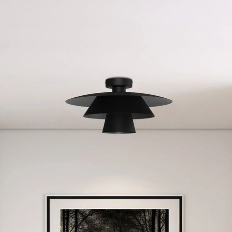 [GEBRAUCHT] B-Ware Deckenleuchte Plato Lampe Schwarz Stahl ø 38 Cm E27 Led Deckelampe Leuchte Innen