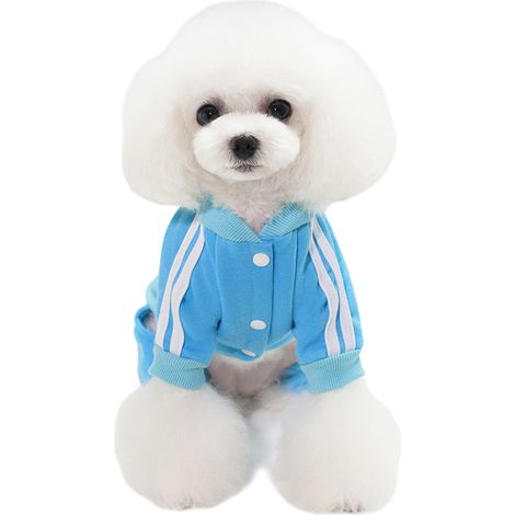 4 pièces Vêtements pour chien, pull, combinaison, sweat-shirt, sweat à capuche, bleu, taille S à XL (1/5)
