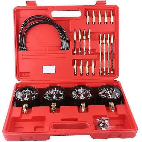 Professionelles tragbares Vakuum-Vergaser-Synchronisationsset mit 4 Manometern, kompatibel mit Motorrädern und Autos (universell). (1/4)