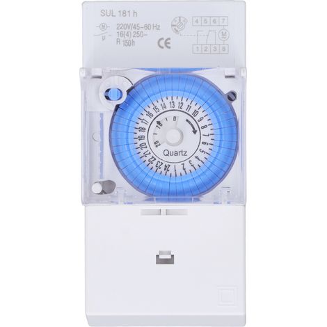 Minuterie mécanique 24 heures étanche et programmable pour extérieur (230 V CA). (1/5)