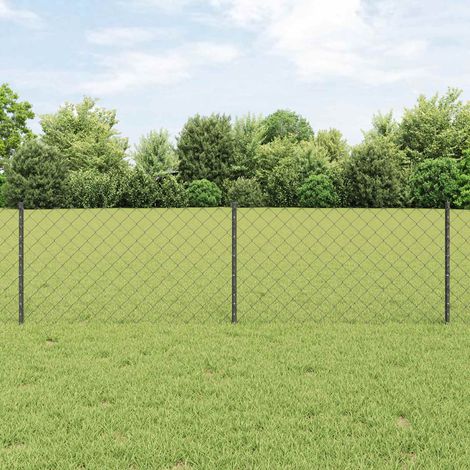 Zaun mit Pfosten Grau 0,6 x 10 m Stahl und PVC