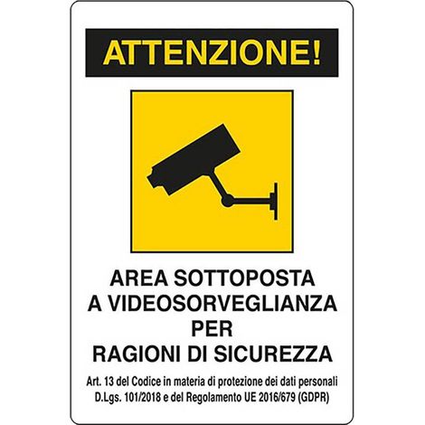 CARTELLO 'VIDEOSORVEGLIANZA' cm 20 x 30