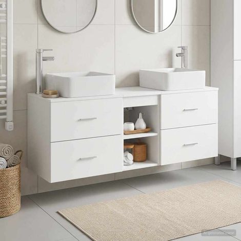 vidaXL Bathroom Cabinet Set 3 pcs White 129 x 41 x 80 cm (1/5)