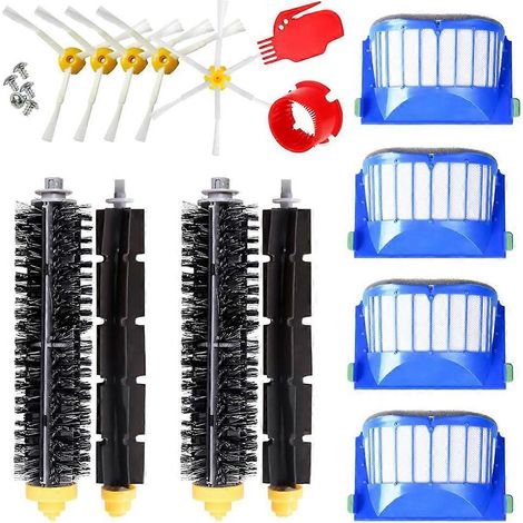 Pièces détachées pour aspirateur robot iRobot Roomba séries 600, 605, 606, 610, 615, 616 et 620 : brosse latérale principale et filtre HEPA. (1/5)