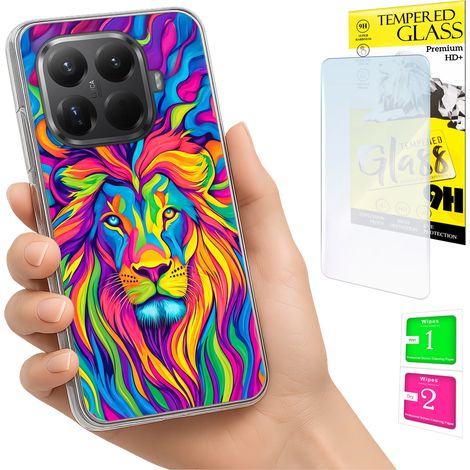 Funda para Xiaomi 15T Pro Photo Case Back Graphic Lion + cristal 9H (1/5)