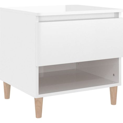 vidaXL Comodino Bianco Lucido 50x46x50 cm in Legno Multistrato (1/5)