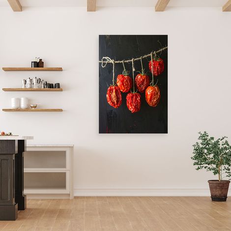 Wandbild Getrocknete Tomaten auf schwarzem Hintergrund 60x90 (1/4)