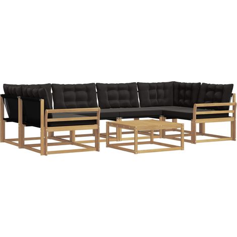 Set di divani da esterno 7 pcs Bianco e Nero 79 x 79 x 37 cm vidaXL