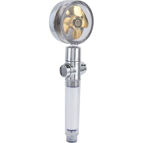 Handbrausekopf mit Turboaufladung, Propellerantrieb, 360°-Drehung, G1/2-Gewinde, abnehmbar für Wassereinsparung, Gold (1/5)