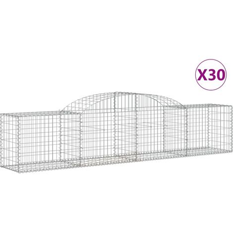 Paniers à gabions arqués 30 pcs  Mur en gabion 300x50x60/80 cm fer galvanisé
