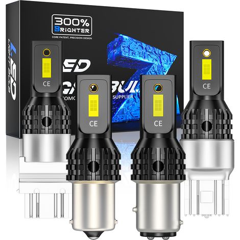 Ampoules LED Automobile 3570 CSP 30W 1200LM 6500K, Décodage Anti-Clignotement, Culots 1156 1157 T20 T25, Feux de Recul Clignotants Freinage DRL, DC12-24V, pour Voiture Camion(4PCS) (1/5)