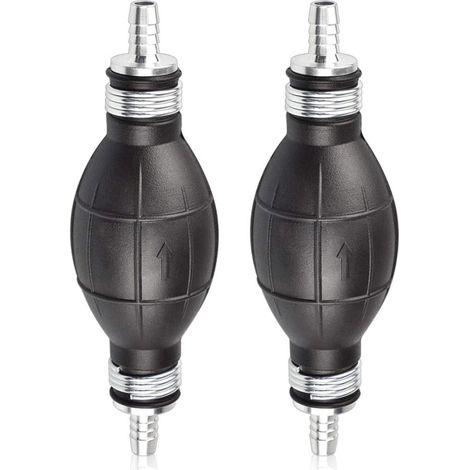 BRAVIX 2 PCS Pompe à Main Essence en Caoutchouc 8mm Poire d'Amorçage Carburant Pompe à Huile Manuelle Pompe Mannuel de Transfert de Essence Liquide Siphon Pompe pour Voitures Motos et Bateaux(Noir)