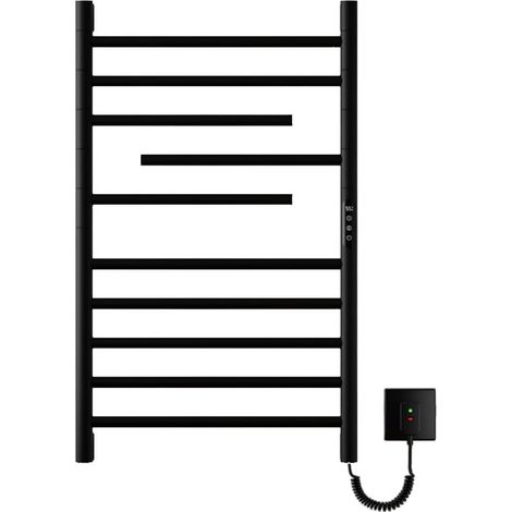 Handtuchheizkörper Elektrisch, 250W Badheizkörper Elektrisch Touch-Steuerung 35-70°C, 10 Stangen Handtuchtrockner (3 Armen Drehbar 180°), Handtuchheizkörper Edelstahl, IPX4, Schwarz (1/5)