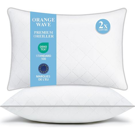 Oreillers 40x80 cm Lot de 2, Oreiller en Microfibre Moelleux, Hypoallergénique, Lavable, Oreillers Idéal pour Dormeurs sur Le Côté et Le Dos, Coussin Respirant et Doux (1/5)