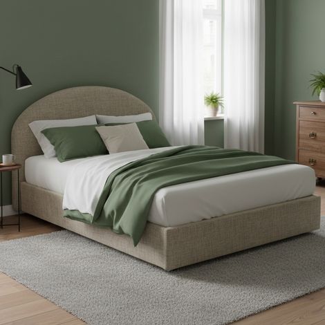 Talamo Italia Cama matrimonial Consuelo, Cama contenedor con revestimiento de tela, 100% Made in Italy, Apertura frontal, adecuado para colchón 160x190 cm, Tórtola, con embalaje reforzado (1/5)