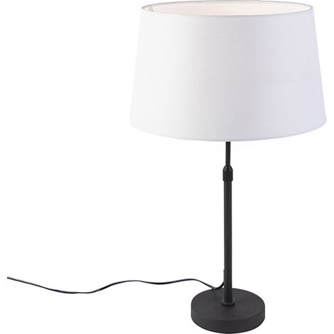 Tischlampe schwarz mit Leinenschirm weiß 35 cm verstellbar - Parte (1/4)