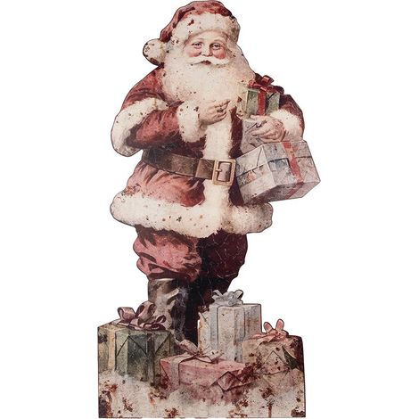 Décoration Murale Père Noël Figurine Festive en Métal Rouge 50 x 2 x 96 cm - PANGIVO (1/4)