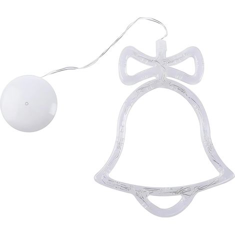 Cloche De Noël Avec Lumière LED - Décoration Murale Fenêtre - Fonctionne Sur Piles - Avec Ventouse - Pour Arbre De Noël Et Fêtes (1/5)