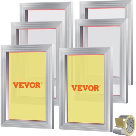 Lot de 6 Cadres de Sérigraphie Kit de Sérigraphie Cadre en Aluminium 25,4x35,6 cm avec Maille 156 en Polyester Réutilisable Nettoyage Facile Accessoires de Sérigraphie Tissu Papier Plastique (1/5)