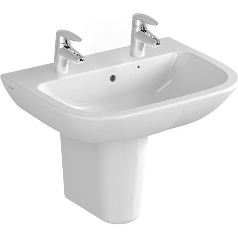 Vitra S20 Cloakroom Basin and Large Semi Pedestal 500mm Wide 2 Tap Hole (1/5)