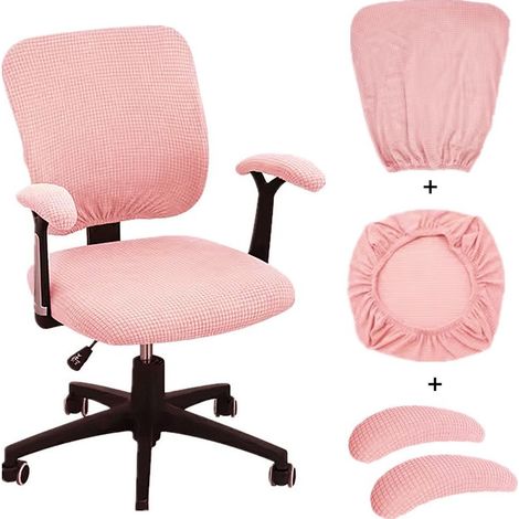 Lot de 4 housses de chaise, tissu soie de maïs, extensibles, antidérapantes, pour bureau (1/5)
