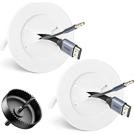 Wall Cable Grommet, Recessed Cable Grommets, Box Covers 76mm, white cable outlet, wall outlet socket for TV wall (1/5)