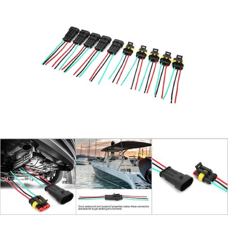 5 Ensembles de Connecteurs Électriques Étanches pour Voiture avec Câble - 1, 2, 3 Broches (1/5)