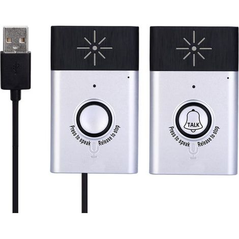 (Paquet de 2) interphone vocal sans fil Portable, sonnette intérieure, système de sécurité domestique, interphone intérieur/extérieur