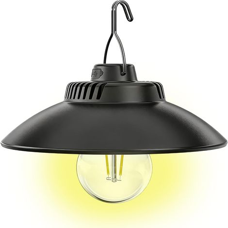 Lampe de Camping Rechargeable LED, Lanterne Rétro Portable avec 2 Modes d’Éclairage, Lumière Blanche Chaude, Résistante à l’Eau IPX4, Lampe de Tente pour Camping, Randonnée, Pêche et Urgences