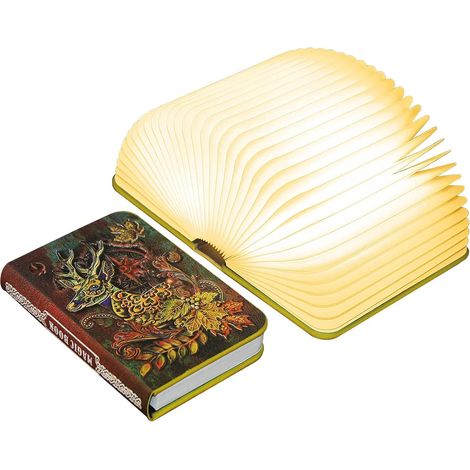 Lampe Livre Led Pliante,Veilleuse Led,Faux Livre pour Décorer le Bureau, Cadeau Unique pour les Amateurs de Livres(Wapiti Petite Taille) (1/5)