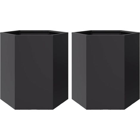 Vaso per fioriera aiuola rialzata piante fiori giardino terrazze set da 2 esagono 46 x 40 x 45 cm acciaio nero 020039074