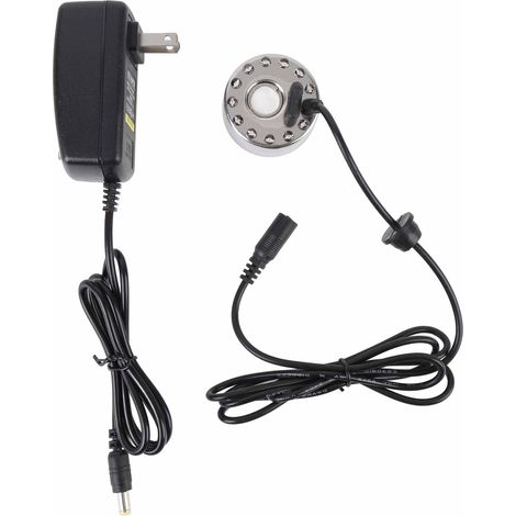 Nebelmaschine aus Zinklegierung mit 12 farbwechselnden LEDs, Zerstäuber und Luftbefeuchter für Springbrunnen, Teiche, Steingärten, Vasen und Vogeltränken (US-Stecker). (1/5)