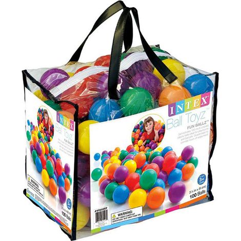 Set 100 Palline Colorate Ø8 cm con Sacca Intex Ball Toyz