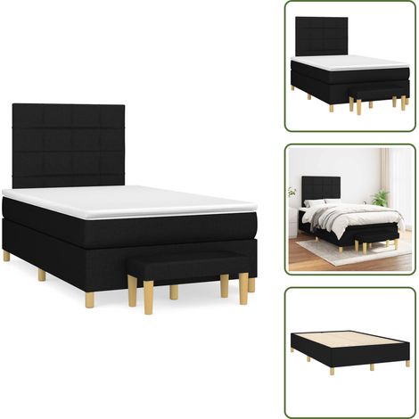 Letto con materasso a molle insacchettato - vidaXL Giroletto a Molle con Materasso Nero 120x190 cm in Tessuto - Letto con materasso morbido