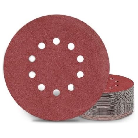 Disques abrasifs 225 mm Lot de 25 pièces Grain P120 10 trous pour ponceuse girafe Pour ponçage de cloisons sèches et bois dur (1/3)