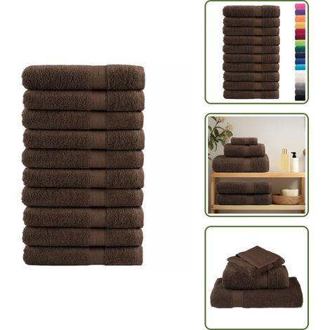 Premium-Handtücher SOLUND 10 Stk. Braun 100x200 cm 600 g/m² - Baumwolle - Handtücher - Badezimmertextilien - Braune Handtücher - Waschechte Handtücher (1/5)