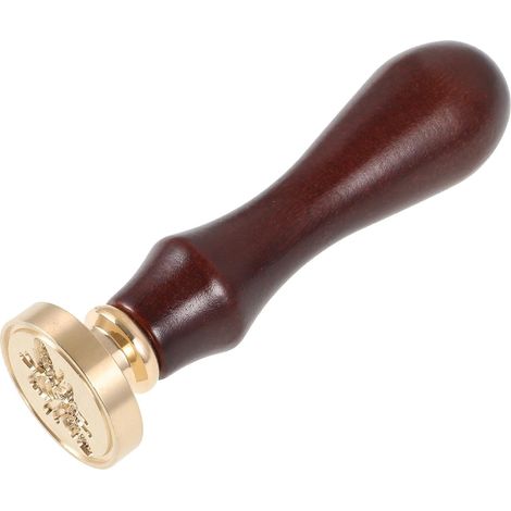 Vintage Wachssiegelstempel aus Kupfer mit Holzgriff