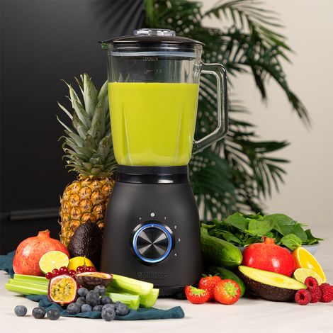 Standmixer Edelstahl BLACK STEEL 1,5L Behälter, 4 Stufen, 6 Klingen - 1000 Watt (1/5)