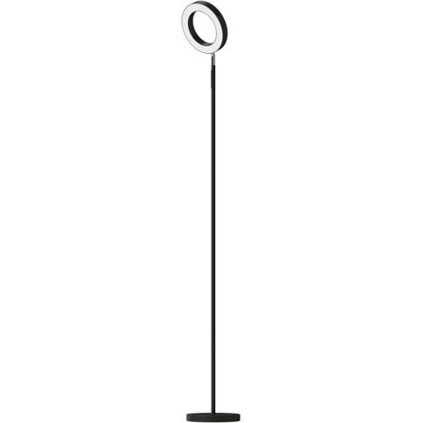 Lampadaire LED connecté 42 W dimmable noir avec tête annulaire orientable, éclairage RGB multicolore et blanc réglable, commande vocale (1/5)