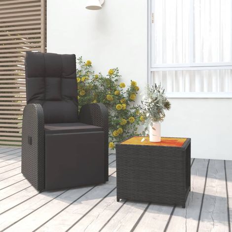 Ensemble de salon de jardin 2 pcs - Ensemble Table et Chaise de Jardin - noir poly rotin et acacia BV866567 - BonneVie (1/5)
