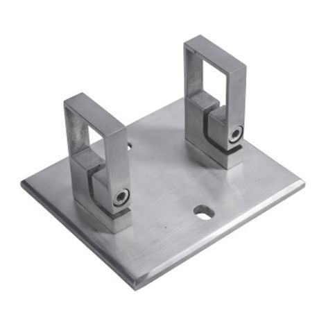 [QUALITE FRANCAISE] - Platine carrée pour tube Ø42,4carré de largeur 40mm fixation à l'anglaise - Largeur 150mm épaisseur 10mm - Inox 316