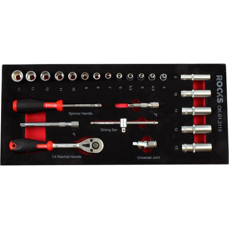 Set Chiavi a Bussola ROOKS 1/4" 24 pezzi (OK01.3119) (1/3)