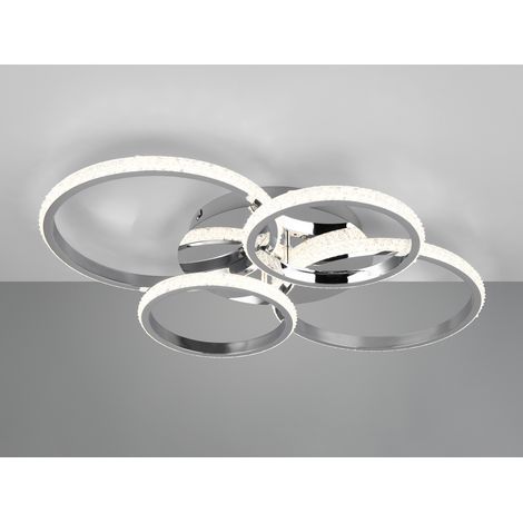LED Deckenleuchte CIRES dimmbar, Kristall Ringe schwenkbar Chrom, Breite 65cm (1/5)