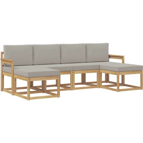Conjunto de sofás de exterior 6 uds. Blanco y Gris Claro vidaXL (1/5)