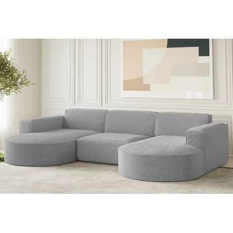 Wohnlandschaft U-Form Sofa PALMA in Stoff Ascot Taupe