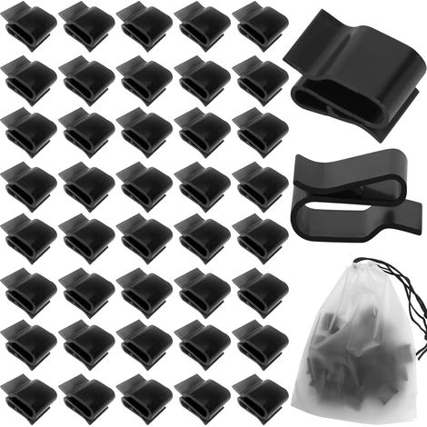 40pièces Pinces de Câble de Panneau Solaire, Fil Électrique Photovoltaïque Gérer en Plastique Pince Câble Attache Fixation Clip, Panneau Solaire Cadre Fil Guide Collier, Noir (1/5)