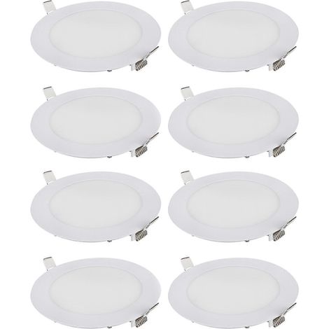 Lot de 8 panneaux LED ronds de 17 cm (12 W), 3000 K, 4000 K et 6000 K, à fixer au plafond, pour chambre, salon ou salle à manger. (1/5)